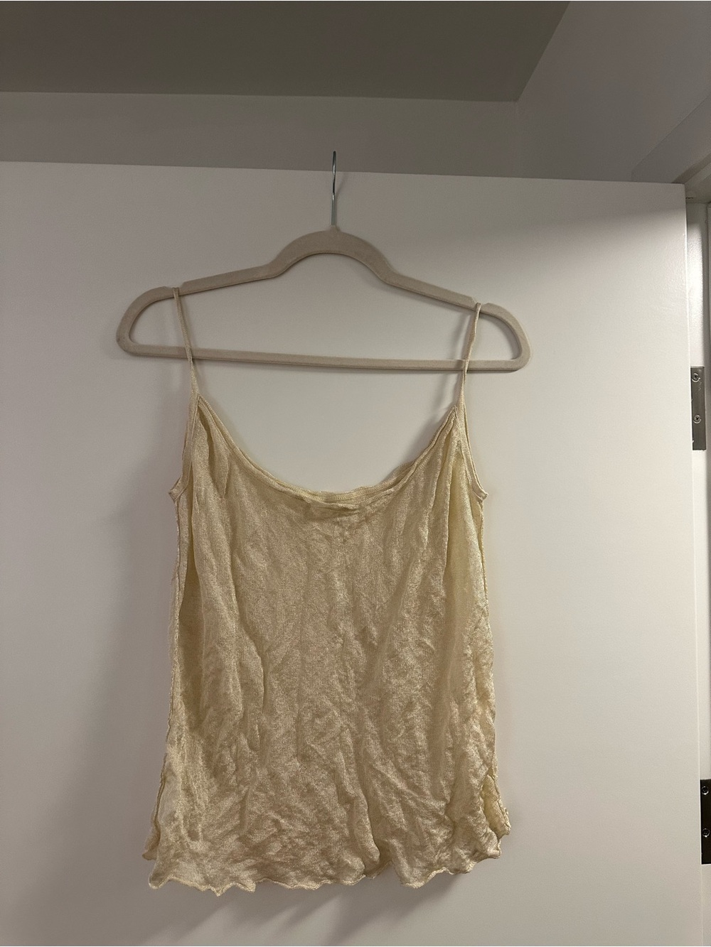 Light Cream Satin Camisole Tank Top